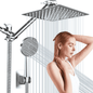 ATUPEN Shower Heads with Handheld Spray Combo, Rain Shower Head with Adjustable Extension Arm & 5 Settings Handheld