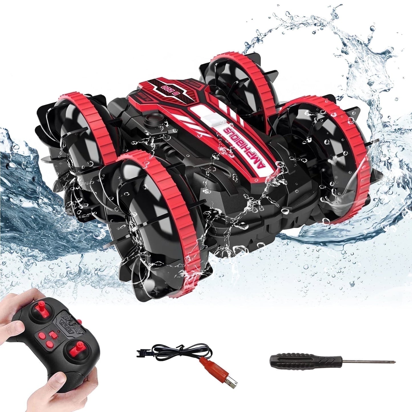 Absoke Toys for Boys Age 5-12, Amphibious RC Car for Kids Remote Control Boat Waterproof Gifts Pool Toy