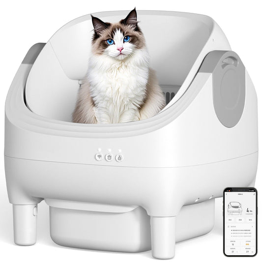 Osoeri 10L Open-Top Automatic Self-Cleaning Cat Litter Box, App Control, Safety Sensors & Odor-Free for Multi-Cat Homes.