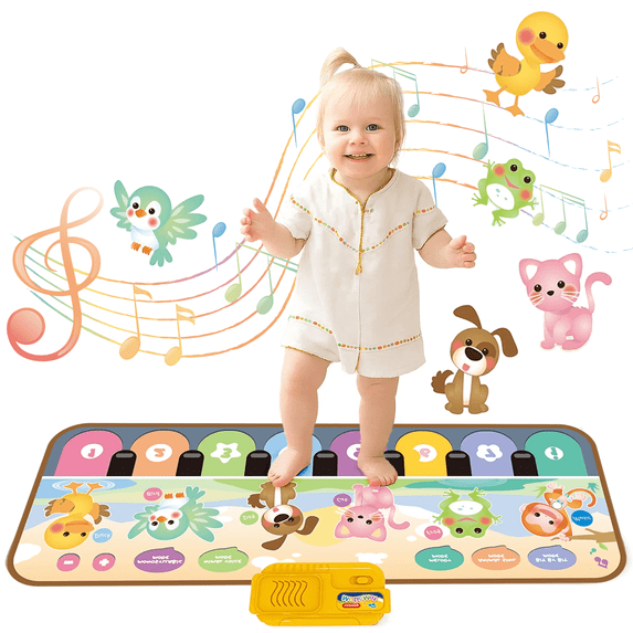 FRESHE Baby Music Mat, Baby Musical Keyboard Playmat with 8 Musices & 5 Animal Sounds, Touch Playmat Piano Music Mat, Educational Musical Toy for months 18+