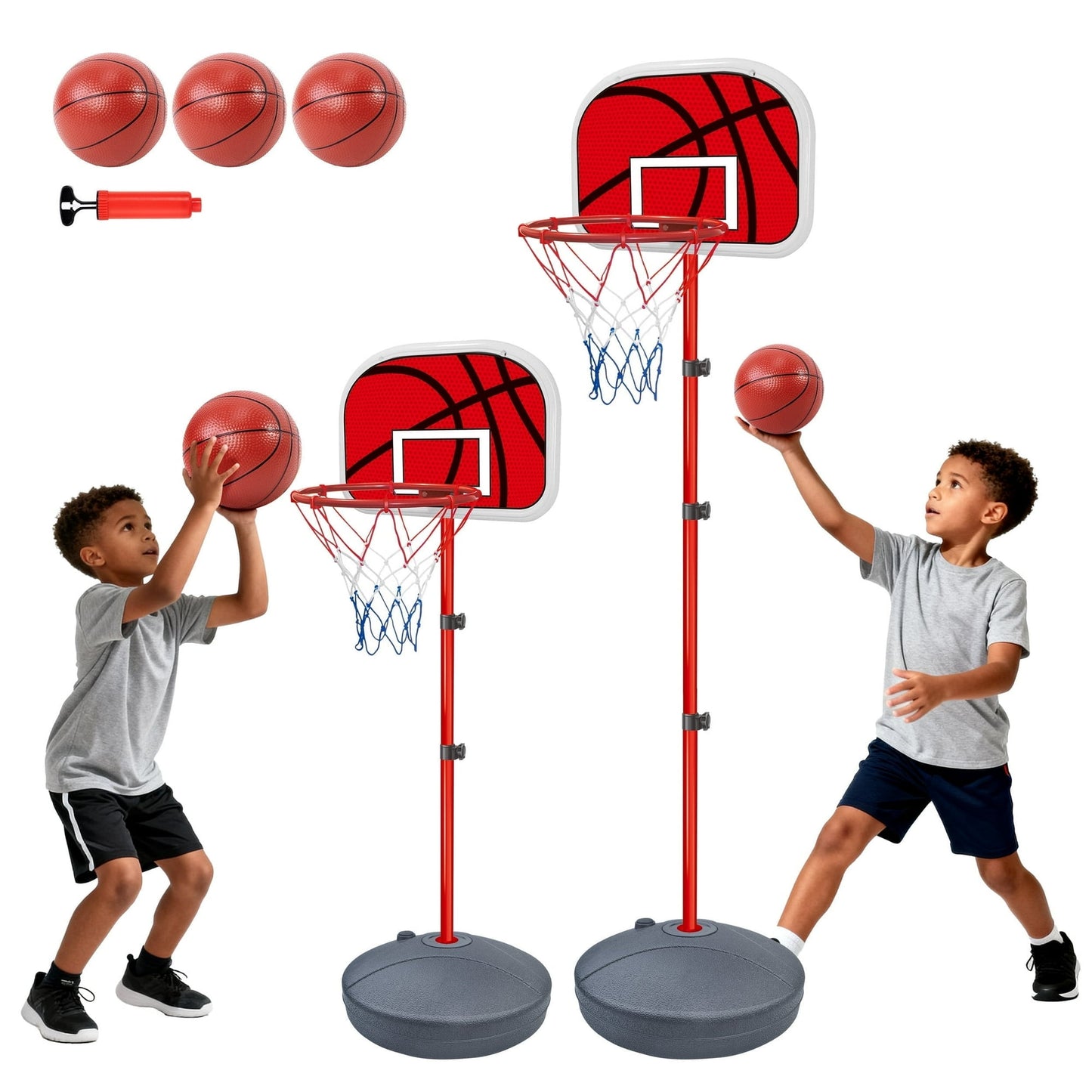 SaveJoy Basketball Hoop for Kids, Adjustable Indoor Basketball Hoop for Age 2-5-8, Height 4-6.8 ft, Kids Outdoor Toys