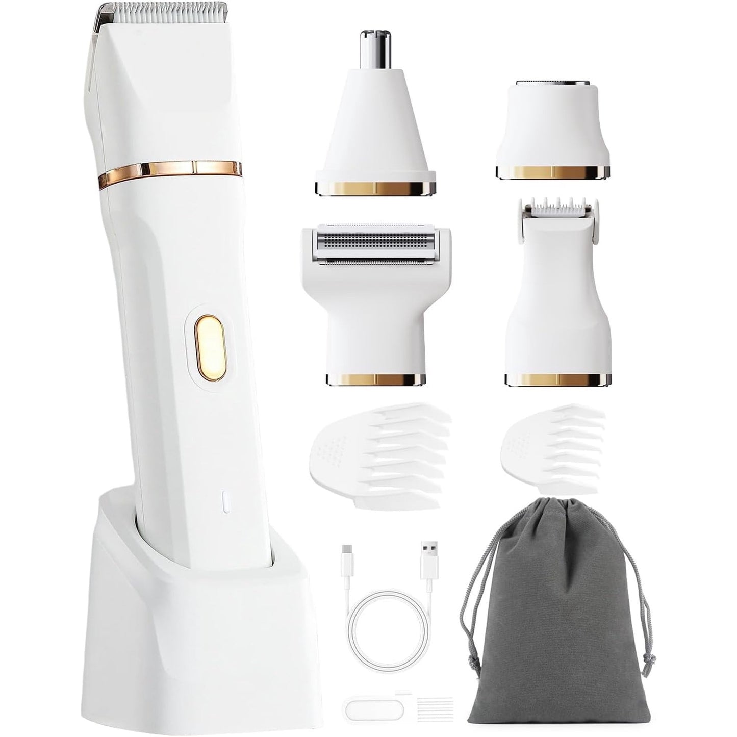 Bikini Trimmer for Women, Electric Razors with Dual Heads, Rechargeable Pubic Hair Trimmer with IPX7 Waterproof, Painless Pro Shaver for Underarm Leg Arm Body Face Private Area