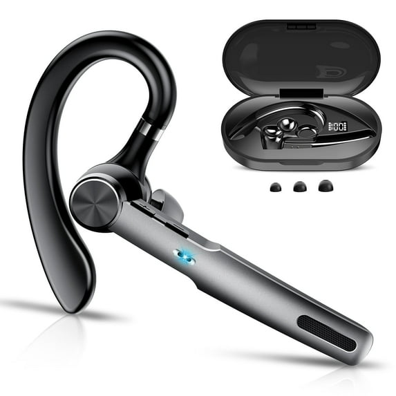 Bluetooth Headset, Single-Ear Bluetooth Earpiece with ENC Mic with HiFi Stereo Sound, 72 Hours Talking Time Wireless Headset V5.3 with 400mAh Charging Case for iOS Android Cell Phones, Black