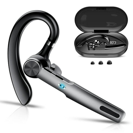 Bluetooth Headset, Single-Ear Bluetooth Earpiece with ENC Mic with HiFi Stereo Sound, 72 Hours Talking Time Wireless Headset V5.3 with 400mAh Charging Case for iOS Android Cell Phones, Black