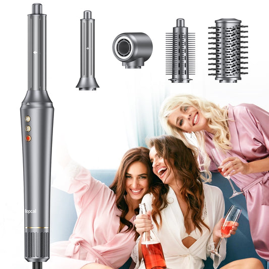 Bopcal 5 in 1 Hair Styler, Ion High-Speed Hair Dryer Brush, Fast Drying, Curling，Volumize, Straighten, Multi-function Hair Styling Tool, Gray
