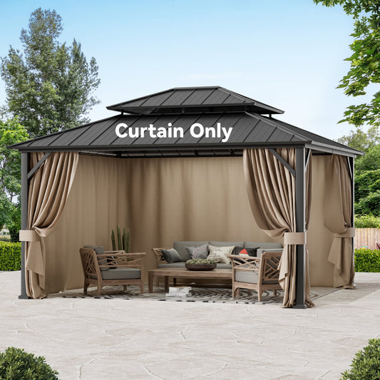 Covered Outdoor Gazebo Curtain Replacement Universal 4-Panel Sidewalls 12' x 14', Outdoor Gazebo Privacy Curtains with Zipper (Curtain Only)