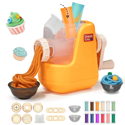 Noodle Maker Toy Set,Kids Toys Play Food with 12 Modeling Dough & Creative Molds, DIY Pretend Play Toys for Kids Ages 2-4, Gift for Girls and Boys