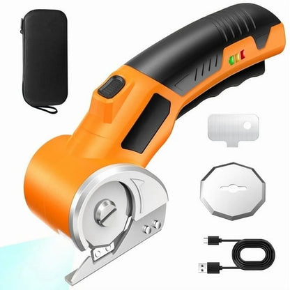 DaPlug Cardboard Cutter, 4V Rechargeable Cordless Electric Scissors with Safety Lock & LED Light, 320RPM Power Rotary Cutter for Fabric Carpet Leather