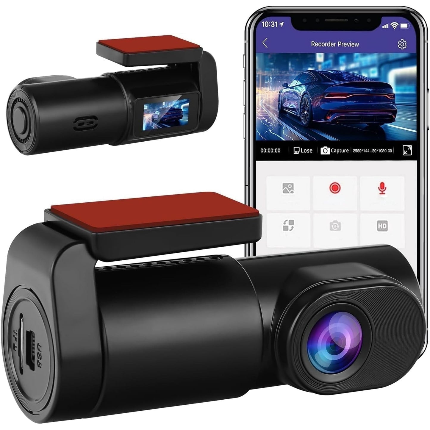 Dash Cam for Car, HD 1080P Dual Recording Driving Recorder, 140° Wide-Angle Super Night Vision, with 32GB SD Card