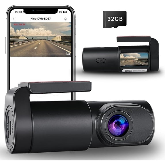 Dash Cam for Car, WiFi 1080P Dash Camera Front Dashcam for Cars, Mini Dashcams with App, Night Vision, G-Sensor, Loop Recording, 24H Parking Mode