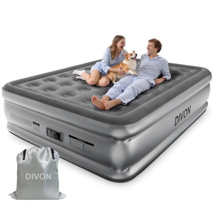 Divon Air Mattress,Queen 18 Raised Inflatable Bed with Built-in Pump,Portable Self Inflation/Deflation for Guest&Travel