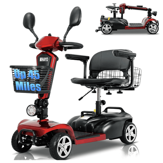 4-Wheel Mobility Scooter for Adults, Seniors,264 lbs All Terrain Foldable Powered Mobility Scooter, Red