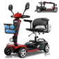 4-Wheel Mobility Scooter for Adults, Seniors,264 lbs All Terrain Foldable Powered Mobility Scooter, Red
