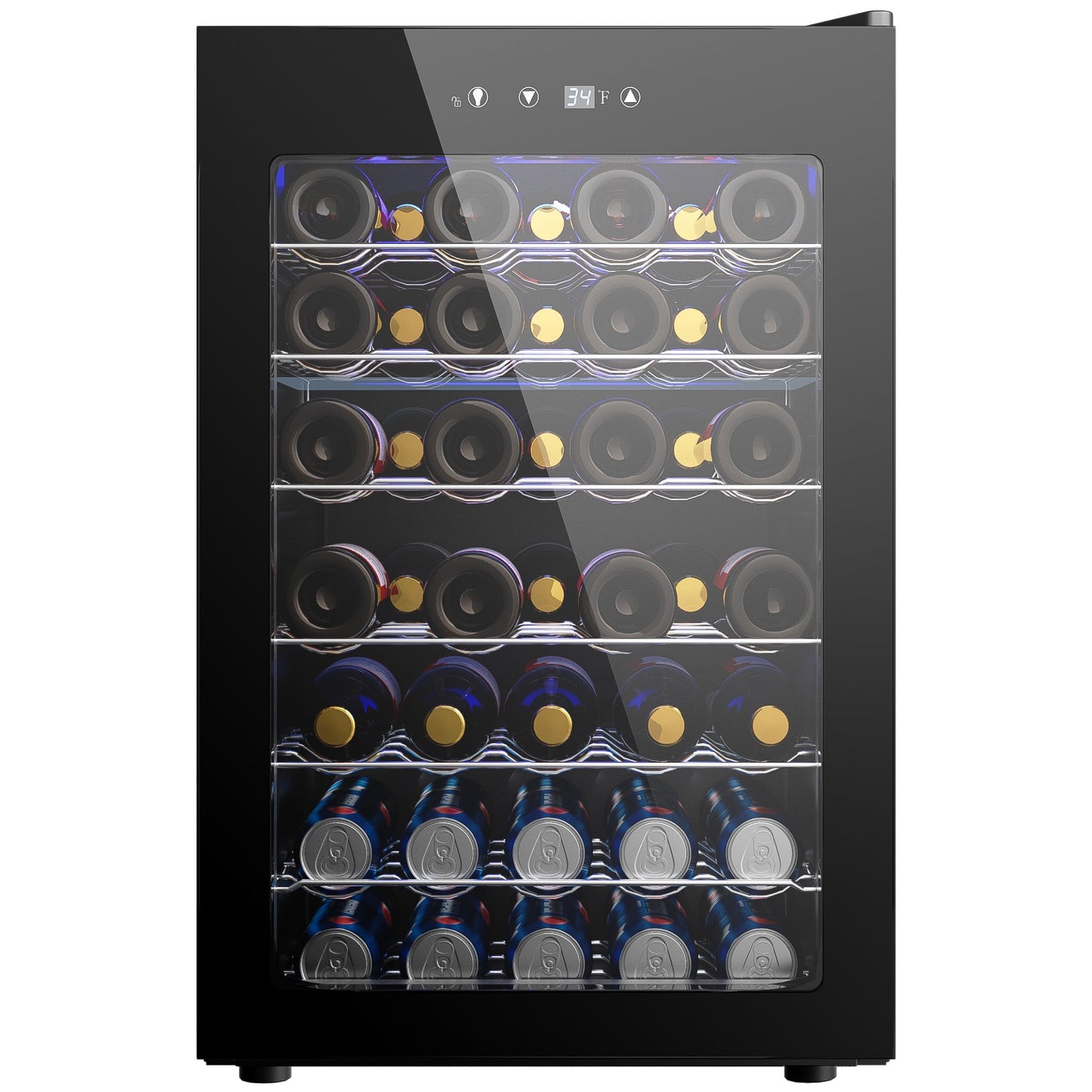 EUHOMY 44 Bottle Wine Cooler Refrigerator-Mini Fridge Glass Door for Beer Drinks Wines with Adjust Temperature Blue LED