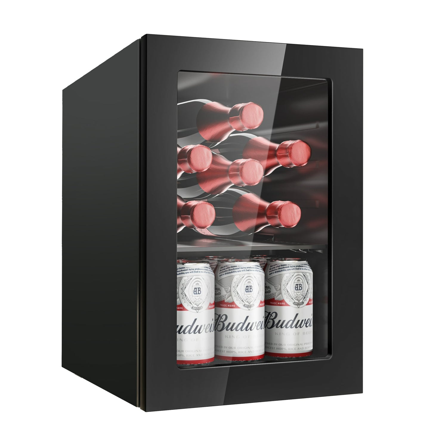 EUHOMY Mini Beverage Refrigerator 0.6 cu.ft Drink Fridge with Compressor Cooling Removable Shelves for Office Dorm