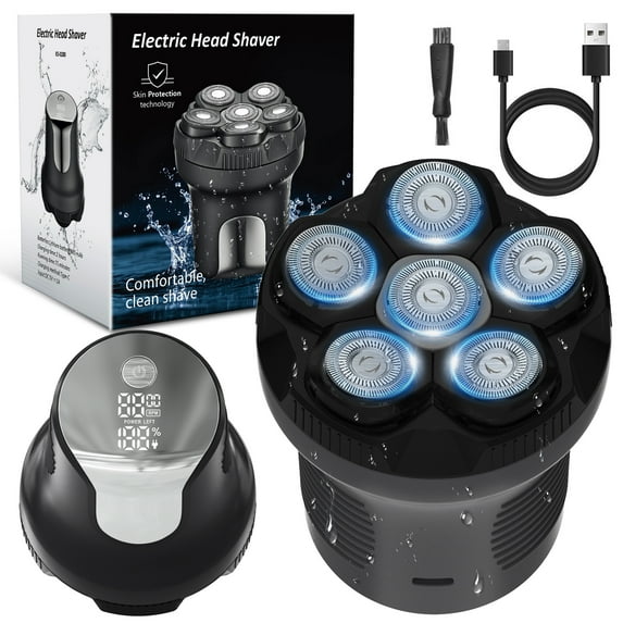 Head Shavers for Bald Men,Magnetic Electric Razor with LED Display,6D IPX7 Waterproof Wet Dry Type-C Charge Bald Head Shavers