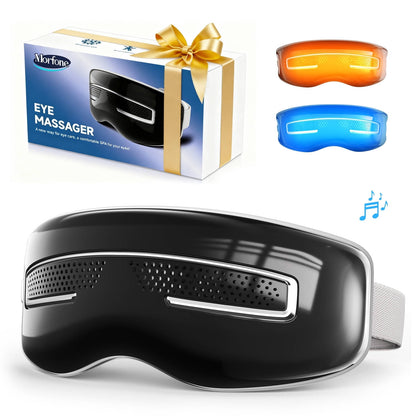 Morfone Eye Massager with Heat and Cooling, Eye Mask with DIY Massage Setting, Sleep Mask for Relax, Birthday Gifts for Women Men, Black
