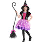 Halloween Pink Witch Light Up Costume for Toddlers - Glow Dress with Hat & Broom Ages 3-4