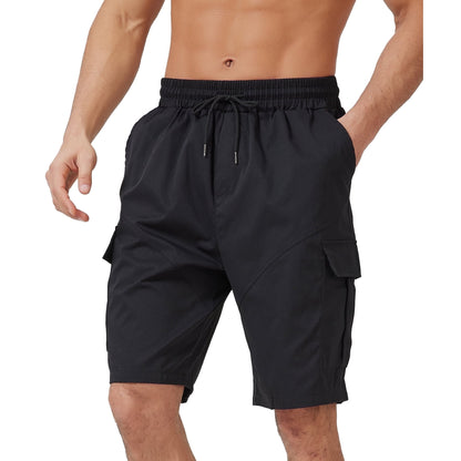Puztloy Men's Cargo Shorts Big Men's Athletic Work Workout Gym Messenger Stretch Elastic Waist Drawstring with Pockets Relaxed Fit Big Men's Pant Summer (Available in Plus Size)