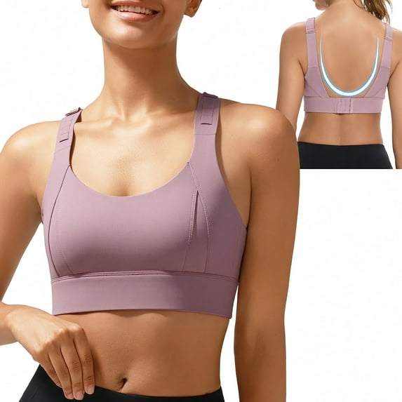 SOMER High Impact Sports Bra for Women Padded Seamless Workout Bra Adjustable Supportive Tank Top for Running Yoga Gym Fitness and Everyday Comfort