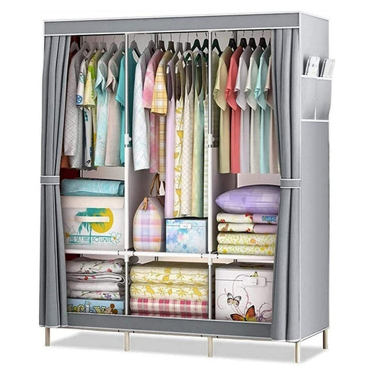 HIOHA Free Standing Closet Organizer with Shoe Rack, Dustproof Wardrobe Storage, 67 x 18 x 50 Inches