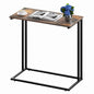 Krpimt C-Shaped End Table for Sofa & Bed Small Side Table with Metal Frame for Bedroom, Living Room, Rustic Brown