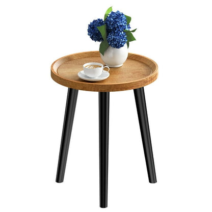 Krpimt Wood Round Coffee Table, Natural Finish Small Side Table for Living Room & Bedroom, Rustic End Table with Clean Lines, Easy Assembly