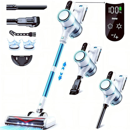 Lazyswan Cordless Vacuum, 250W 23KPa Stick Vacuums for Pet Hair/Carpet, 45 Min Runtime, LED Touch Screen, 1.2L Dust Cup, Lightweight