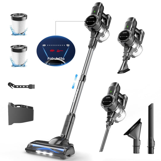 Lazyswan Cordless Vacuum Cleaner 35KPA Self-Standing Stick Vacuum 50min 400W Vac for Home Pet Hair Car Carpet Hardwood Floor, Black