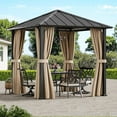 Modern Shade 8'x8' Hardtop Gazebo with Steel Roof & Curtains,All-Weather Metal Pavilion for Patio,Backyard