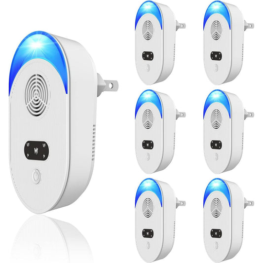 Meuvax 6 Packs Pest Control Plug in Indoor for Mouse, Mosquito, Rodent, Roach, Mosquito, Mice, Bugs, Indoor Electronic Mouse Repeler for Home, Kitchen, Garage, Office
