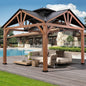 Modern Shade Wood Gazebo 12’x12’, Heavy Duty Hardtop Gazebo with Steel Roof, Water Resistant, Wind Resistant, Perfect for Your Permanent Outdoor Pavilion, Solid Wood Framed Gazebo, Cedar Gazebo