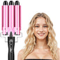 Morfone 3 Jumbo Barrel Curling Iron Wand 22mm Hair Waver Temperature Adjustable Ceramic Big Waves Hair Crimper (Pink)