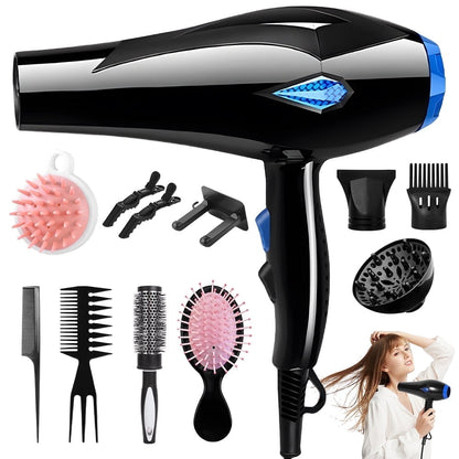 Morfone Hair Dryer, Professional Negative Ionic Thermo-Control Blow Dryer with Hair Diffuser & Nozzle, Black