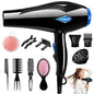 Morfone Hair Dryer, Professional Negative Ionic Thermo-Control Blow Dryer with Hair Diffuser & Nozzle, Black