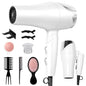 Morfone Hair Dryer, Negative Ionic Foldable Blow Dryer for Fast Drying, Thermo-Control Compact Hair Blow Dryer with Hair Diffuser, White