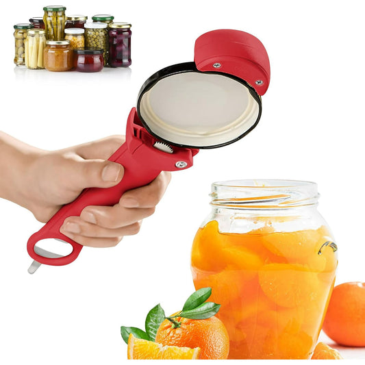 Stainless Steel Adjustable Screwer, 3 In 1 Multifunctional Retractable Bottle Opener Jar Opener for Weak Hands, Senior Arthritis (Red)