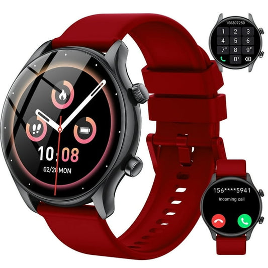 New Men's Smart Watch, 1.39" HD Screen Fitness Tracker with Bluetooth Calling (Answer/Make/Message), Smartwatch Fits for Android and IPhone, 100+ Sports Modes, IPX8 Waterproof, for Gift Red