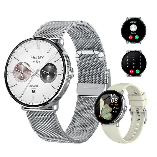 New Women's Smartwatch for Android and Iphone, 1.19" HD Fitness Tracker, 120+ Sports Modes, Fitness Watch with Answer/Make Calls/Message Reminder, IP68 Waterproof Smart Watches with Steel Band, Gift