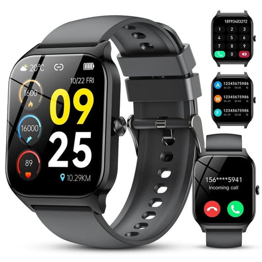 New Smart Watch Fits for Android and IPhone, 1.85 inch Fitness Tracker, Men Women's Smartwatch with Answer/Make Calls/Message Reminder/112+ Sports Modes, IP68 Waterproof, for Gift Black