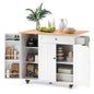 Noelse Kitchen Island with Storage, Island Table for Kitchen with Drop Leaf, Spice Rack, Towel Bar for Small Kitchens, White