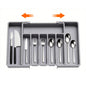 ORFELD Extendable Utensil Tray for Drawer,Multipurpose Kitchen Organizers and Storage Solution，Adjustable BPA-Free Cutlery Holder for Spoons, Forks, Grey