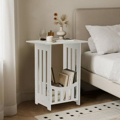 ORFELD Nightstand Bedside Table, 2-Tier End Tables Small Side Tables for Bedroom Livingroom, White