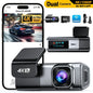 Odrey Car Dash Cam Front and Rear, Dashcam 4K Front and 1080P Rear Camera with 5G WiFi 64GB Card, Dash Camera for Cars with G-Sensor 24H Parking mode, Super Night Vision, Loop Recording