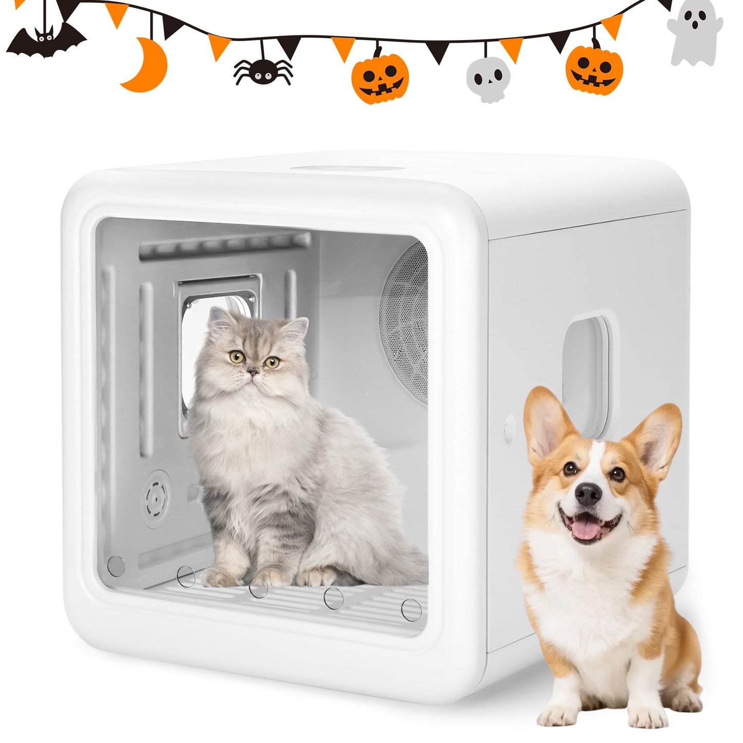 Osoeri 70L Pet Dryer Box, 10 Air Outlets, 360° Automatic Cat Dryer Box, Intelligent Temperature Control & 4 Modes