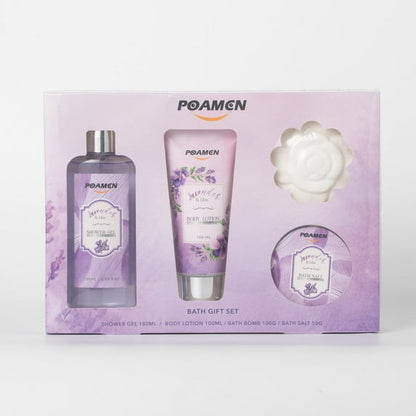 Poamcn Bath and Body Gift Set,Home Spa Gift Set for Women,Lavender Scent,4 Piece Set