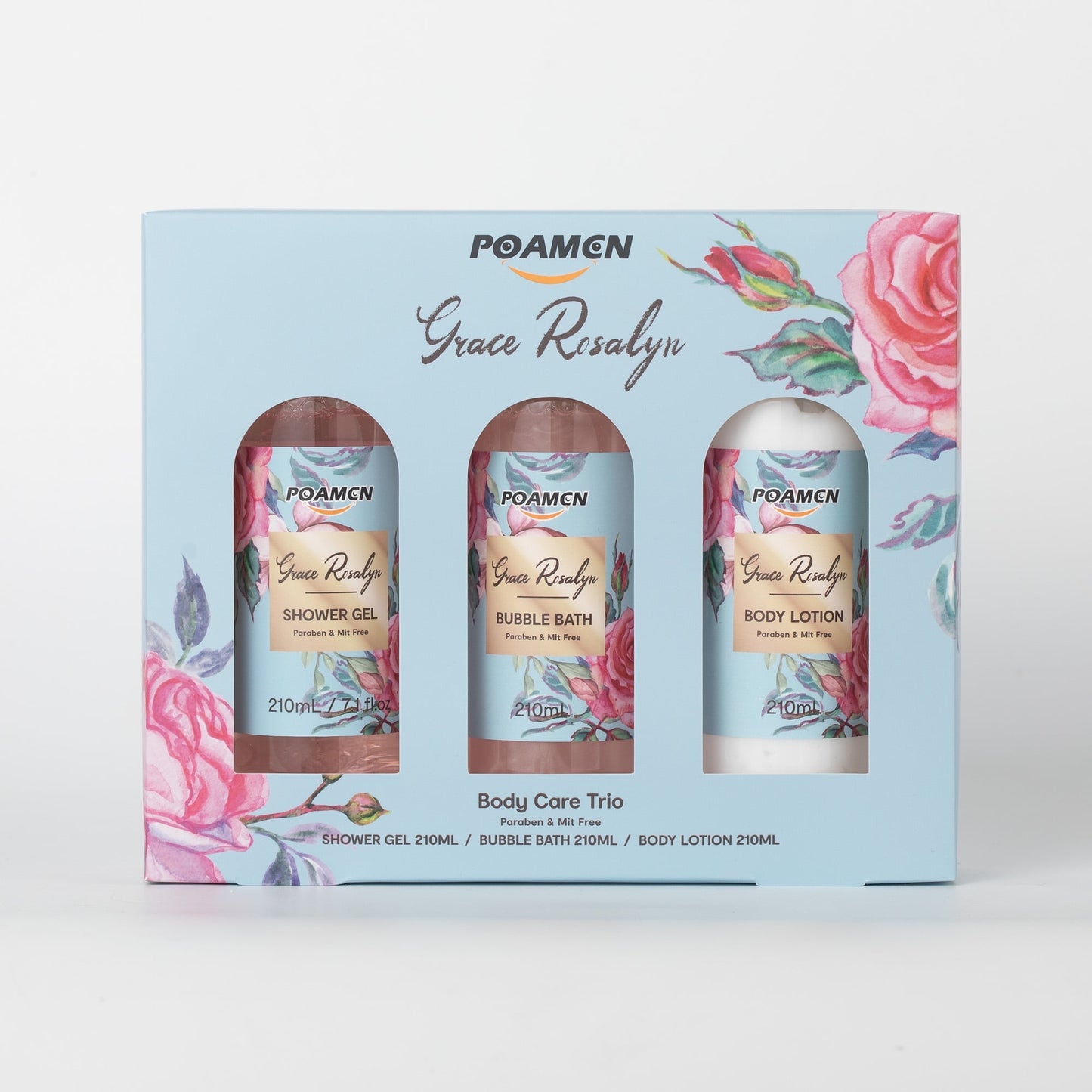 Poamcn Bath and Body Gift Set,Home Spa Gift Set for Women,Rose Scent,3 Piece Set