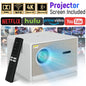 Motorized Focus,Smart Projector with WiFi and Bluetooth, 600ANSI Native 1080P Outdoor Projector, 50% Zoom Home Theater Movie Projector for Bedroom/Outside