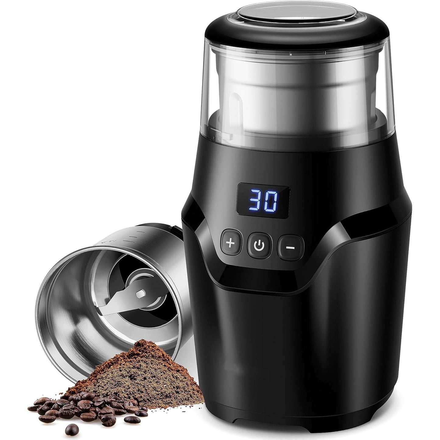 GDOR Adjustable Coffee Grinder Electric,Super Silent Electric Coffee Bean Grinder with Time-Memory Adjustment and Multi-Functional Stainless Steel Cup