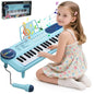 SaveJoy Blue Piano for 1-4 Year Old Kids, 37 Keys Music Keyboard Toy with Microphone & Stand, Portable Musical Gift for Toddlers